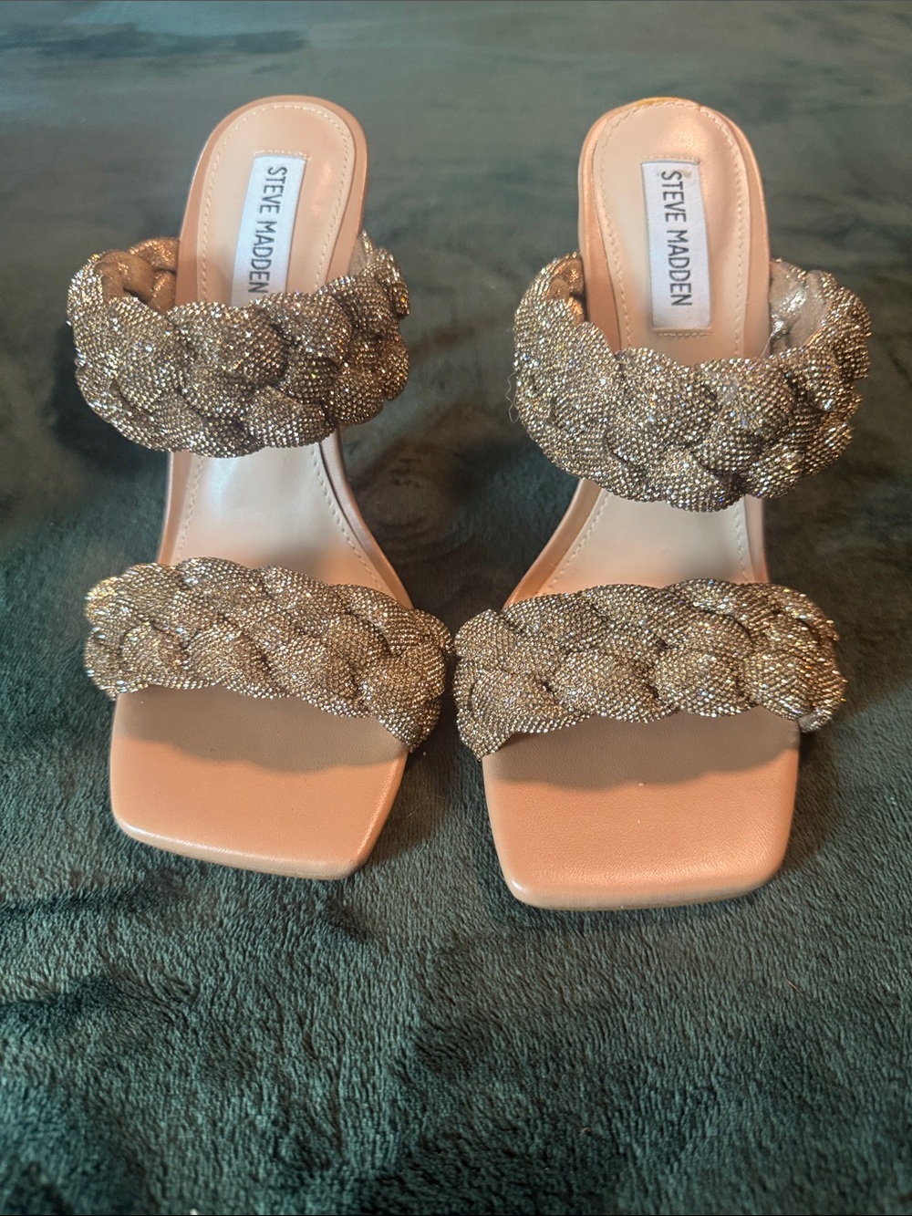Steve Madden Metallic Gold Braided Double-Strap Heels